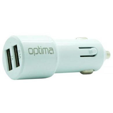 Зарядное устройство Optima 2*USB (2.1A) + cable iPhone 4 White (45088)