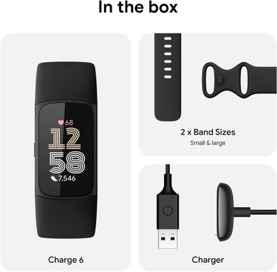 Фітнес-браслет Fitbit Charge 6 Obsidian/Black Aluminum