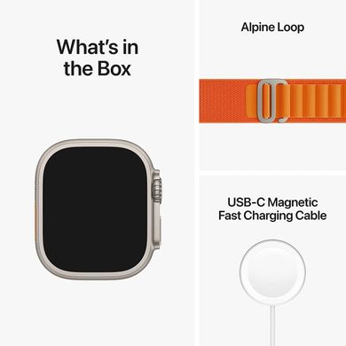 Смарт-часы Apple Watch Ultra GPS + Cellular 49mm Titanium Case with Orange Alpine Loop - Small (MNHA3/MNHH3)