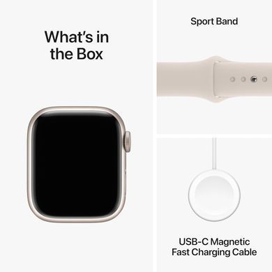 Смарт-часы Apple Watch Series 9 GPS 41mm Starlight Aluminum Case w. Starlight Sport Band - S/M (MR8T3)