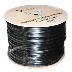 Кабель телевизионный Ritar 0,81 мм.CU, 64x0.12m CCA экран, + 2*0.5 power, черный PVC, к (RT-B305-RG59+2x0.5mm)