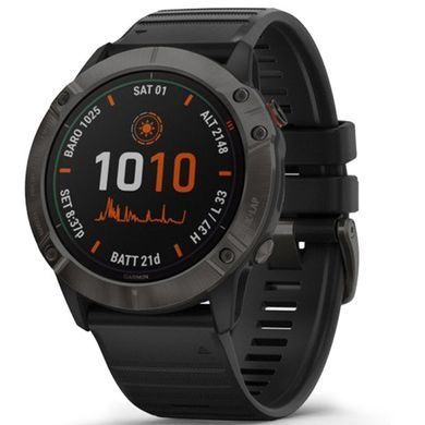 Спортивные часы Garmin Fenix 6X Pro Solar Titanium Carbon Grey DLC with Black Band