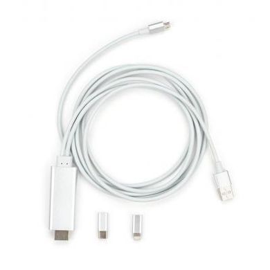 Кабель мультимедийный HDMI to Lighting+MicroUSB+Type-C Vinga (MobileTV-01)